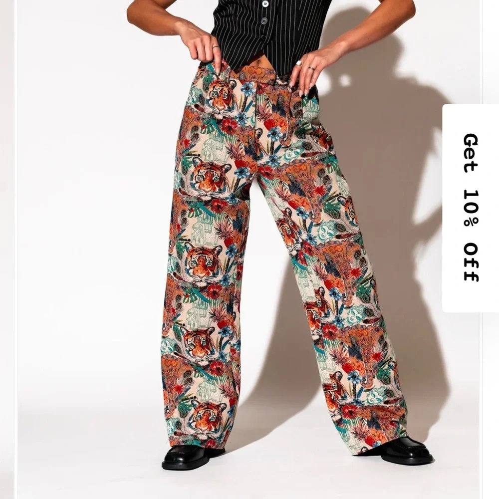 Dressed in La La Wild Soul Tiger Jacquard Trousers - Picture 6 of 8